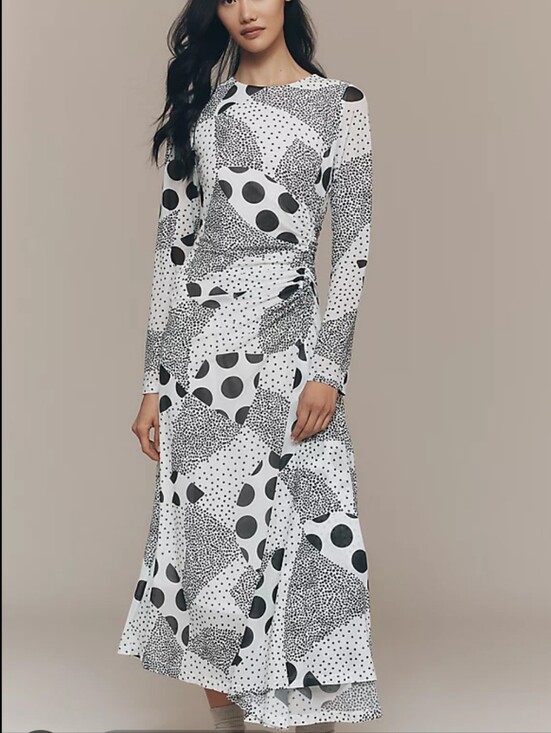 Anthropologie Dresses & Skirts - By Anthropologie Black & White Dot Pattern Long Sleeve Dress